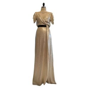 Diane Von Furstenberg floor length white sequined gown size 8